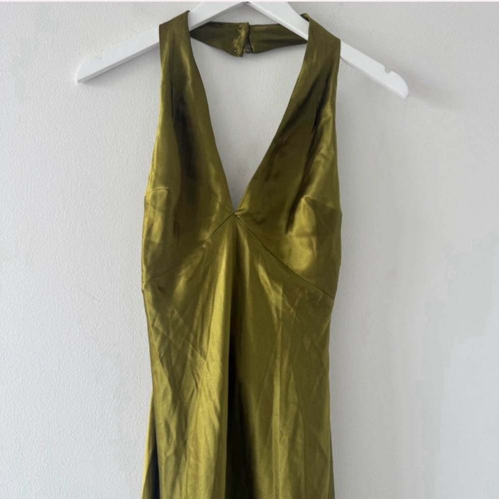 Reformation Daniela silk dress in pear NWT - Picture 5 of 7